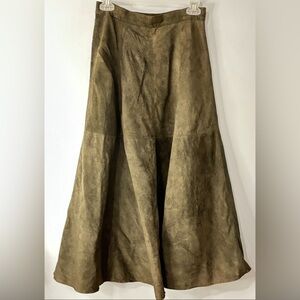 Vintage Redwood & Ross Olive Green Suede Maxi Skirt Size 6 by Traditions LTD